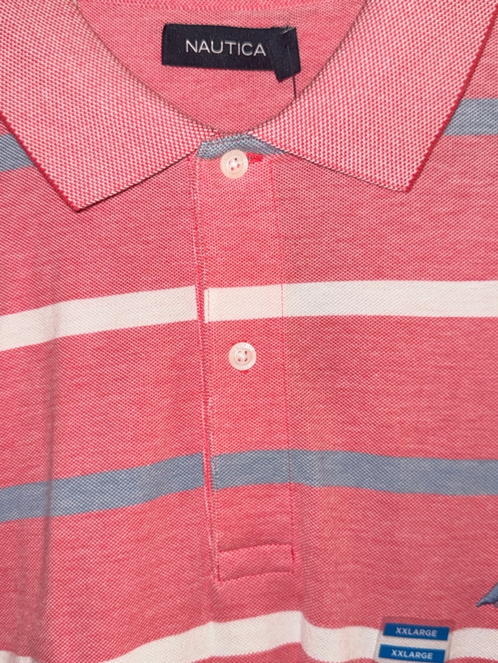 Nautica Pink Striped Polo XXL Casual Preppy Shirt - Picture 2 of 11